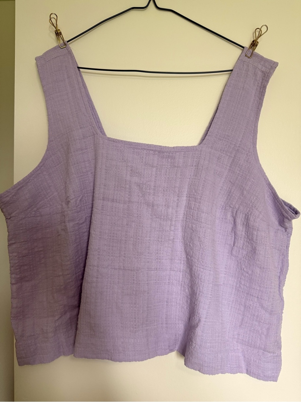 Eddie Bauer Lavender Textured Sleeveless Square-Neck Top